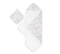 aden + anais ma fleur Hooded Towel Set | 100% Cotton with Muslin Hood, Soft Bath & Shower Wrap for Babies | flower, nature, girly print designs Unisex Baby Gift Set | Newborns & Toddler Wash