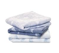 Aden + Anais Blue Kids Oceanic Graphic-print Organic-cotton Muslin Square Pack of Three 1size