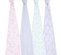 aden + anais Pastel Muslin Blanket Set Made of 100% Cotton Breathable Baby Blankets for Girls (Colourful, Cute, Cute, Dainty Floral), Pack of 4