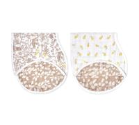 aden + anais Silky Soft Bamboo Viscose Burpy Bib - Multi-Use, Absorbent 4-Layer Burp Cloth and Full-Coverage Snap-Closure Baby Bib in One, 22.5” X 11”, 2-Pack, Natural Woodland