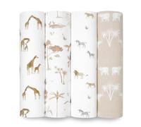 aden + anais Swaddle Blanket, 100% Organic Cotton for Girls & Boys, Baby Receiving Swaddles, Ideal Newborn & Infant Swaddling Set, 4 Pack, Safari Dream