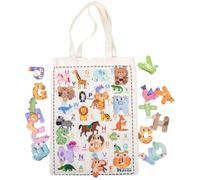 Adena Montessori Alphabet Cloth Bag with Animal Magnetic Letters,ABC Alphabet Learning Tote Bag,Cute Animal Gift Bag,Animal Lover Shoulder Bag-11,Tote Bag,Library Book Bag, Teacher Tote Bags for Books