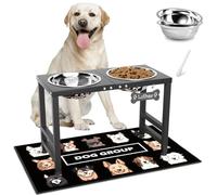 ADENGL Elevated Dog Bowls,16inch Tall Pet Bowl Holder, Raised Bowl Stand with 2 Stainless Steel Bowls (70oz) and Spill-Proof Mat, Dog Feeder for Large Extra Large Breeds