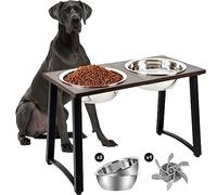 ADENGL Elevated Dog Bowls for X-Large and Large Dogs Raised Dog Bowl Stand with 2 X-Large Stainless Steel Bowls and Slow Feeder - 16" Tall, 3000ML Capacity,Dog Bowls Large Sized Dog