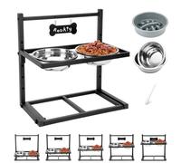 ADENGL Elevated Dog Bowls with Slow Feeder Dog Bowls, 5 Height Adjusta