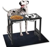 ADENGL Metal Elevated Dog Bowls for Large Extra Large Dogs Raised Dog Bowl Stand with Sprill Proof Mat and 3000ml Dog Bowls, 43cm/17in Tall Dog Food & Water Feeder