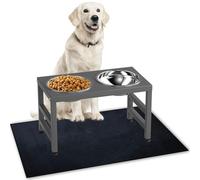 ADENGL Metal Raised Dog Bowl for Large & Medium Bread, 10" Tall Elevate Dog Feeder Stand with 2 Stainless Steel 42oz Bowls & 16x24 Non-Slip Mat - Stronger Dogs Food & Water Bowl Stand(Grey)