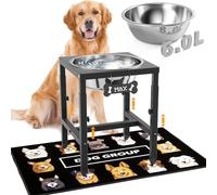 ADENGL Metal Raised Dog Bowl Stand for Large, Extra Large, Elevated Dog Bowls with Sprill Proof Mat & 101OZ Stainless Steel Bowls