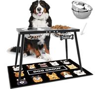 ADENGL Stainless Steel Raised Bowls 17 Inch Tall, Splash Mat, 3000ml Bowls for Extra Large Dogs