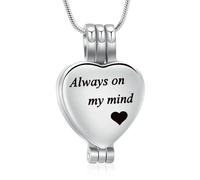 ADENLA Cremation Jewelry Eternal Heart Cremation Locket Necklace Loved Ones Keepsale Pendant-Silver