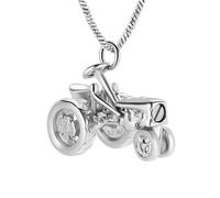 ADENLA Cremation Jewelry Tractor Urn Necklace for Ashes for Farmer Stainless Steel Tractor Ashes Keepsake Memorial Jewelry-Silver