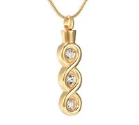 ADENLA Cremation Urn Necklace for Ashes for Loved One Keepsake Pendant With Bar Crystal Memorial Necklace for Women Girl-Gold
