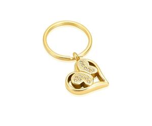 ADENLA Heart Cremation Jewelry Ashes Crystal Butterfly Urn Keychain Keepsake Locket Pendant For Ashes Stainless Steel Charm Keyring-gold