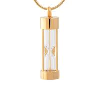 ADENLA Hourglass Urn Necklace for Ashes Cremation Jewelry for Loved Ones Memorial Ashes Pendant Cylinder Keepsake Jewelry Gift-Gold
