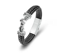 ADENLA Leather Bracelet Motorcycle Urns For Human/Pet Ashes Keepsake Memorial Bangle Stainless Steel Cremation Jewelry-18cm