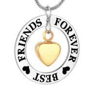 ADENLA Memorial Urn Necklace for Ashes Best Friends Forever Cremation Jewelry for Ashes Keepsake Pendant Gift for Women Men-Gold