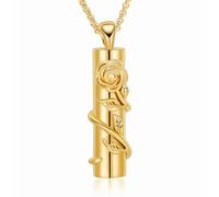 ADENLA Rose Flower Urn Necklace for Ashes for Men Women Cremation Jewelry Cylinder Ashes Pendant Stainless Steel Keepsake Lockets-Gold