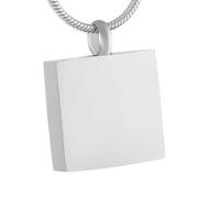 ADENLA Stainless Steel Square Blank Cremation Jewelry for Ashes Urn Pendant Necklace Keepsake Memorial Urn Jewelry Free Laser-Silver