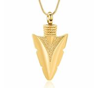 ADENLA Urn Necklace for Men Arrowhead Cremation Jewelry for Ashes Memorial Lockets Keepsakes Pendant for Women Men Memory Gift-Gold