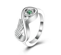 ADENLA Wing Shape Crystal Cremation Urn Ring Keepsake Memorial Jewelry Hold Ashe-Green-9