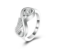 ADENLA Wing Shape Crystal Cremation Urn Ring Keepsake Memorial Jewelry Hold Ashe-Silver-5