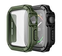 Adepoy 2 Pack Rugged Case Compatible for Apple Watch 40mm Series SE/6/5/4 with Tempered Glass Screen Protector, Military All Around Hard TPU Protective Cover Case Shockproof Bumper for iWatch Men 40mm