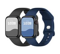 Adepoy 2 Pack Strap Compatible with Apple Watch Straps 49mm 46mm 45mm 44mm 42mm 41mm 40mm 38mm, Soft Silicone Sport Band with Classic Clasp for iWatch Series 10 9 8 Ultra SE 7 6 5 4 3 2 1 Ultra 2