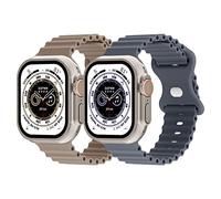 Adepoy Ocean Straps Compatible with Apple Watch Straps Ultra 49mm 45mm 44mm 42mm 41mm 40mm 38mm, Sport Band for iWatch Series 8 Ultra 7 SE 6 5 4 3 2 1, Soft Replacet Wristband, Bluegrey/Tea milk