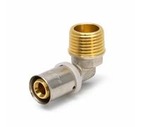 Adept Technology MLCP Press Male Elbow Fittings, WRAS Approved Brass Press-Fit 90° Male Thread Connector for Heating & Potable Water, Multi Size, Pack of 10 (25mm x 1")