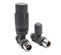Adept Technology - Modern, Stylish -Thermostatic Radiator Valve (TRV) c/w Lockshield and Modern Valves Head Kit (15mm x 1/2") - Straight, Anthracite Finish