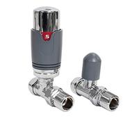 Adept Technology - Modern, Stylish -Thermostatic Radiator Valve (TRV) c/w Lockshield and Modern Valves Head Kit (15mm x 1/2") Choice of Colours and Sizes (Straight, Slate Grey)