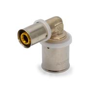 Adept Technology Press Elbow Reducer MLCP Brass Fitting WRAS Approved, 90° U-Profile Press Connection for Water & Heating Systems, Multi Size, Pack of 10 (25mm x 16mm)