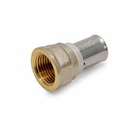 Adept Technology Press Feale Adapter MLCP Pipe Fitting, Multi Size Press-Fit Female Threaded Connector for Plumbing & Heating Systems, Brass BSP Adapter, WRAS Approved, Pack of 10 (16mm x 1/2")