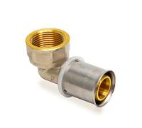Adept Technology Press Female Elbow MLCP WRAS Approved Brass Fitting - 90 Degree U Profile Press-Fit Connector for Multilayer Composite Pipe Potable Water & Heating Systems Pack of 10 (16mm x 1/2")