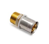 Adept Technology Press Male Adapter MLCP Fitting, WRAS Approved Brass Press-Fit Male BSP Connector for Heating & Potable Water Systems, U-Profile Press Fitting, Pack of 10 (25mm x 1")