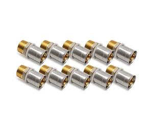 Adept Technology Press Male Adapter MLCP Fitting, WRAS Approved Brass Press-Fit Male BSP Connector for Heating & Potable Water Systems, U-Profile Press Fitting, Pack of 10 (16mm x 3/4")
