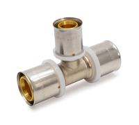 Adept Technology Press Reducer Tee MLCP Fitting - Multi-Size Copper Press-Fit Pipe Connector, WRAS Approved, Leak-Free 3-Way Heating & Plumbing System Fitting, Pack of 10 (20mm x 20mm x 16mm)