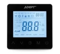 Adept Technology T5100 Modern Programmable Thermostat - Underfloor Heating Controller with Large Screen, 4 Daily Heating Periods, Open Window Detection, Anti-Freeze Mode and Sensor Compatible, Black