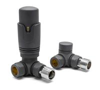 Adept Technology Thermostatic Trv Anthracite Corner Radiator Valves 1-2" X 15mm