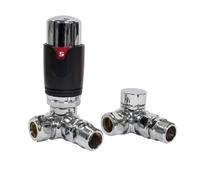 Adept Technology Thermostatic Trv Black-Chrome Corner Radiator Valves 1-2" X 15mm