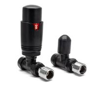 Adept Technology Thermostatic Trv Black Straight Radiator Valves 1-2" X 15mm