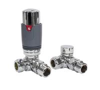 Adept Technology Thermostatic Trv Grey-Chrome Corner Radiator Valves 1-2" X 15mm