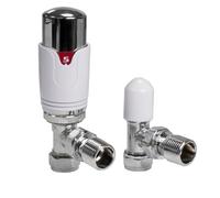 Adept Technology Thermostatic Trv White-Chrome Angled Radiator Valves 1-2" X 15mm