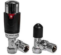 Adept Technology TRV c/w Lockshield and Modern Valves Head Kit (15mm x 1/2") Choice of Colours and Sizes (Angled, Black)