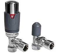 Adept Technology TRV c/w Lockshield and Modern Valves Head Kit (15mm x 1/2") Choice of Colours and Sizes (Angled, Slate Grey)