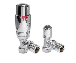 Adept Technology TRV c/w Lockshield and Modern Valves Head Kit (15mm x 1/2") Choice of Colours and Sizes (Angled, Chrome)