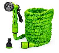 ADEPTNA 15m Expanding Garden Hose Pipe Set - Flexible Lightweight Water Hose with 7-Function Spray Gun, Tap Connector & Fittings Kink-Free Leak Resistant Easy Storage for Garden Watering (15m)