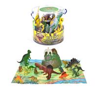 ADEPTNA 18 Piece Dinosaur Play Set for Kids Prehistoric Toy Dinosaurs with Play Mat and Scenery Includes T-Rex, Triceratops, Velociraptor, and More Realistic Detail and Durable Design