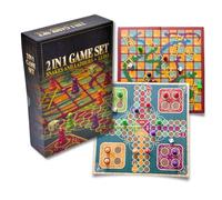 ADEPTNA 2 in 1 Traditional Board Game Set, Snakes & Ladders and Ludo Double-Sided Folding Board, Classic Family Indoor Fun for Kids and Adults, Fancy Gift Box