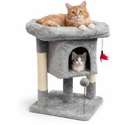 ADEPTNA 2-Level Cat Tree Scratching Post with Condo & Plush Top Perch Cat Tower Activity Centre for Kittens & Indoor Cats, Soft Plush Cat House with Sisal Scratcher, Hanging Toy & Stable Base